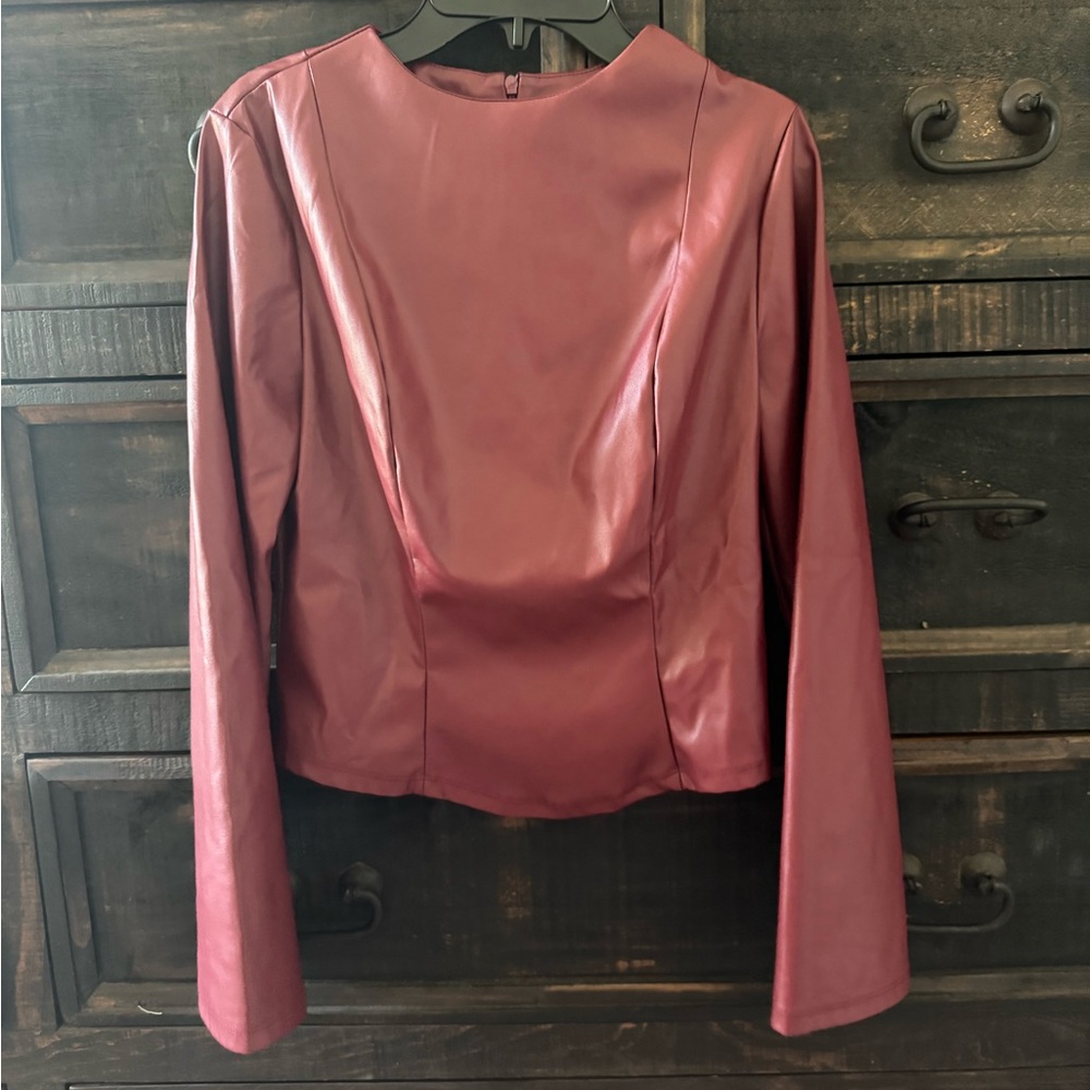 SHEIN Burgundy Blouse Top Elegant Design